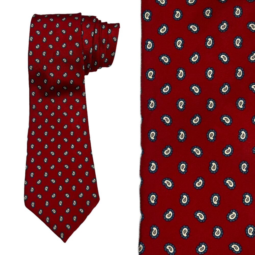 7th Ave Neck Tie Red White Blue Paisley Print Men's Suit Accessories Formal